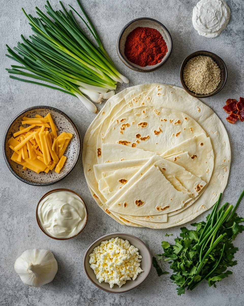 A close-up of several crispy yellow taco shells, each filled with a layer of shredded white chicken meat, topped with melted orange and white cheese, small pieces of crispy reddish-brown bacon, and sprinkled with fresh green chopped scallions on a white marbled surface. The tacos are arranged closely together in a slightly overlapping way, showing the texture of the crunchy shell and the melted cheese dripping around the meat and bacon. photo taken with an iphone --ar 4:5 --v 7