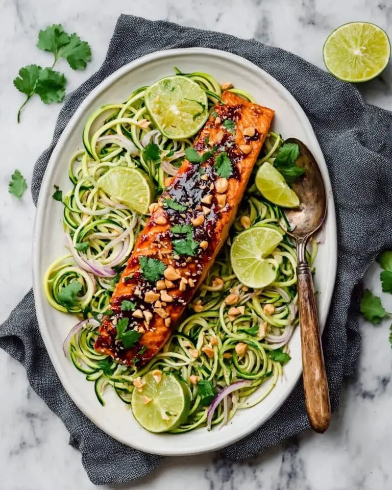 Honey Sriracha Salmon with Zucchini Noodles Recipe