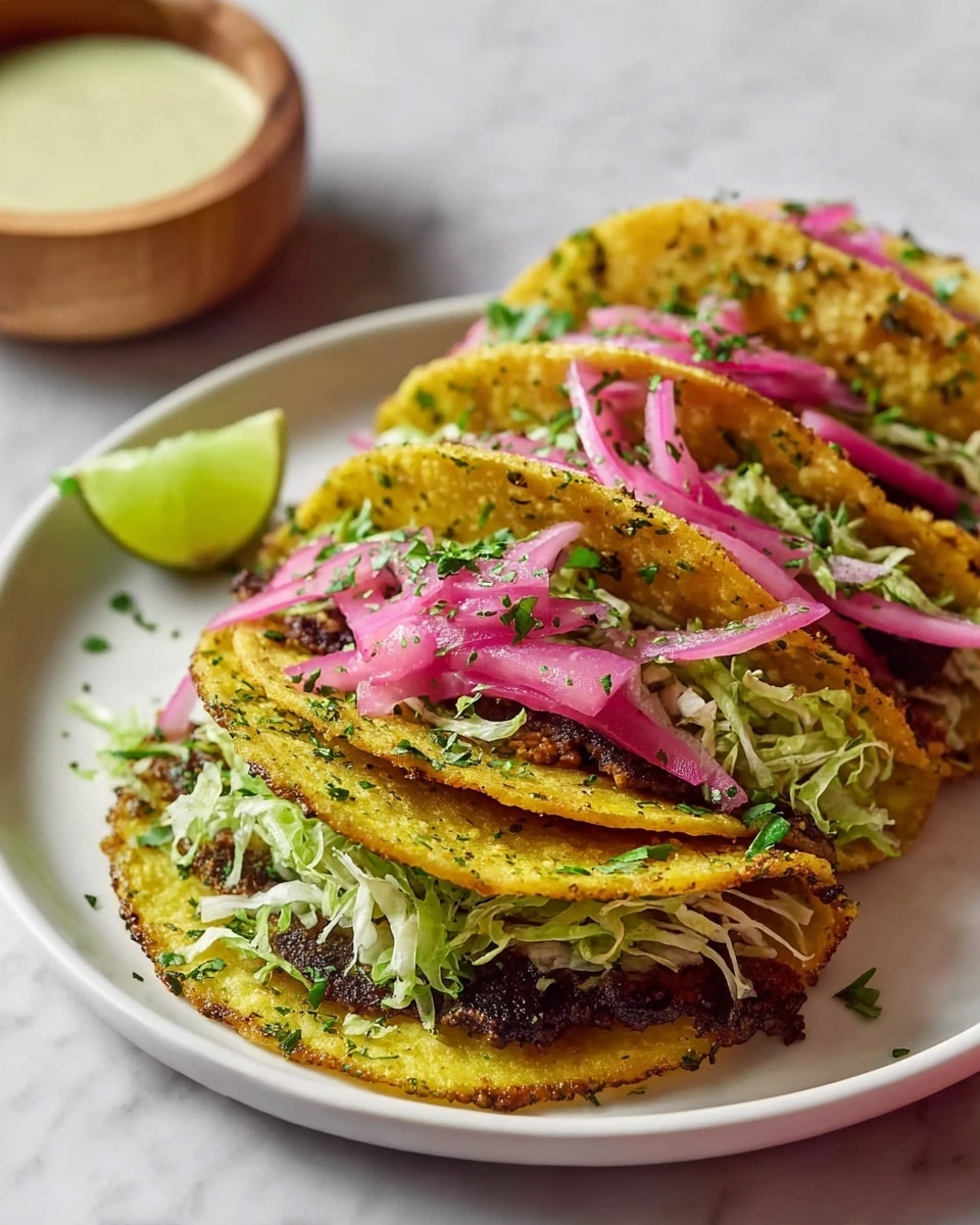 Crispy Black Bean Tacos with Walnut-Mushroom Filling and Creamy Toppings Recipe