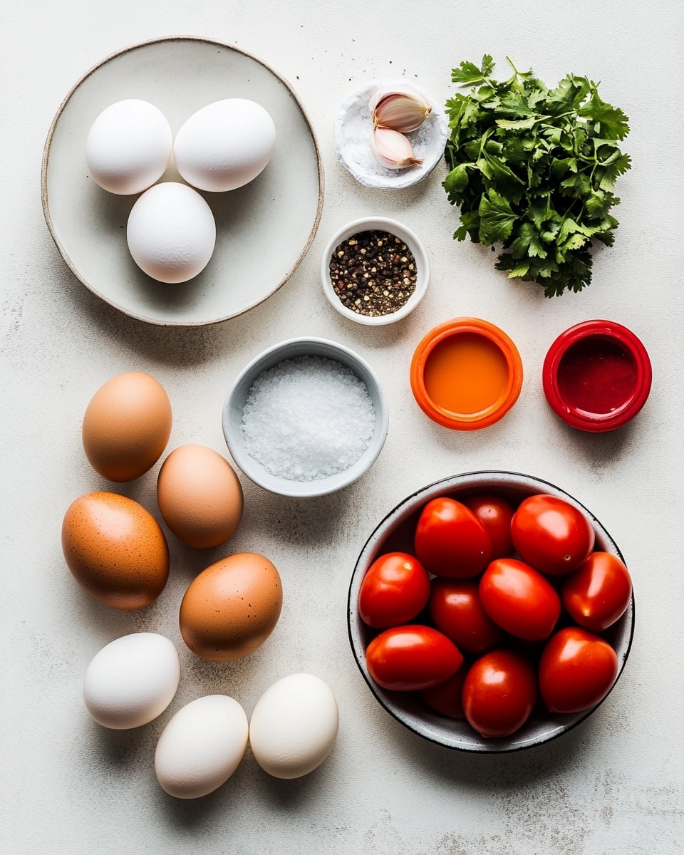 A black round plate holds a colorful dish with three main parts: two cooked eggs with bright yellow yolks and white edges, surrounded by a chunky deep red tomato sauce mixed with green bell pepper pieces and bits of white cheese, topped with fresh green cilantro leaves. To the right side of the plate, two slices of buttered bread show a light golden brown color with visible butter spread in soft, creamy swirls. The plate sits on a white marbled surface with a folded striped cloth nearby, adding a cozy touch. photo taken with an iphone --ar 4:5 --v 7