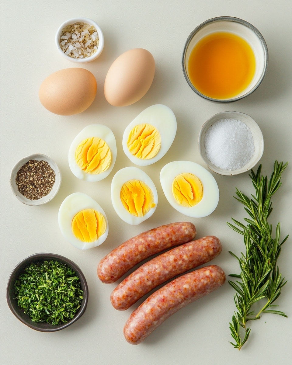 On a white plate, there are several bright green broccoli florets placed mostly on the left side. On the right side, there is one round brown meatball with a textured surface, and next to it are two halves of another meatball showing a smooth white boiled egg with a yellow yolk inside. The plate sits on a white marbled surface with a red and white checkered cloth partially visible to the right. Photo taken with an iphone --ar 4:5 --v 7