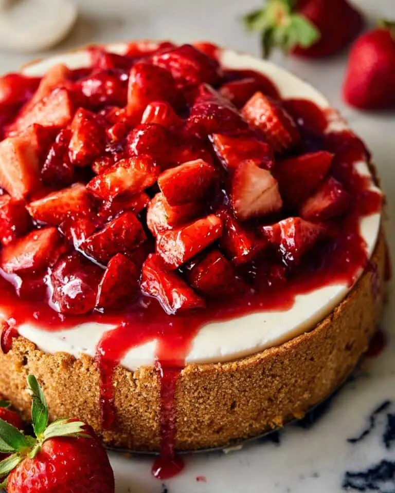 No Bake Cheesecake with Strawberry Topping and Graham Crumble Recipe