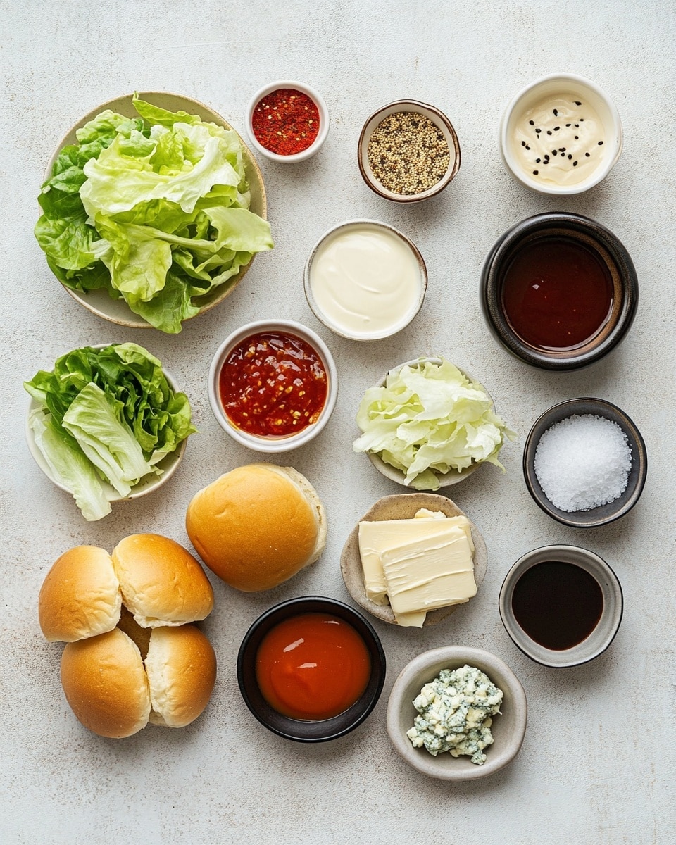 A tray holds three rows of small sandwiches, each sandwich made with a soft, golden brown bun on top and bottom. Inside each sandwich, there is a layer of shredded orange-colored chicken at the bottom, topped with a generous layer of fresh, shredded light green lettuce, and finished with a creamy white sauce drizzled over the lettuce. The sandwiches are closely packed on a metal tray, placed on a white marbled surface, and in the background a woman's hand is reaching for one of the sandwiches. photo taken with an iphone --ar 4:5 --v 7