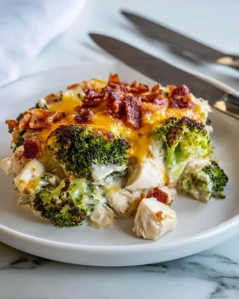 Creamy Low Carb Chicken Casserole with Broccoli and Bacon Recipe