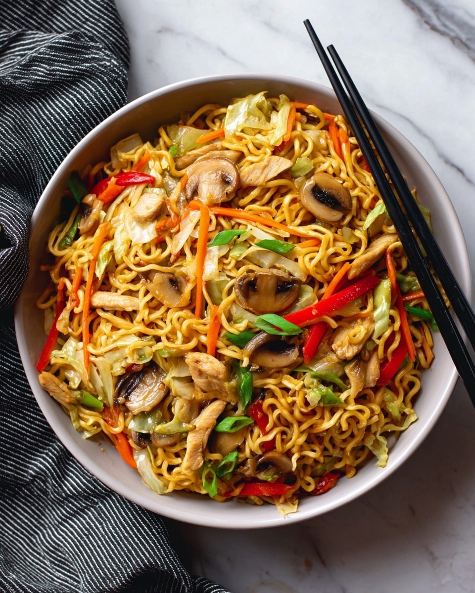 Chicken Yakisoba with Veggies and Peanuts Recipe