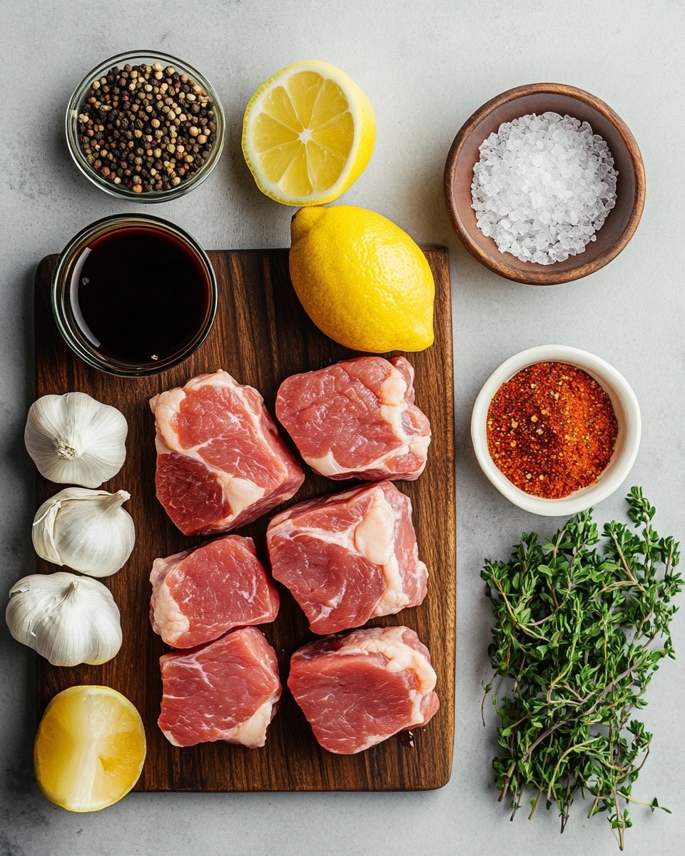 Multiple small, square pieces of grilled meat with a shiny, brown crust and some darker charred spots are stacked closely on a wooden board. Each piece is topped with small bright green chopped herbs, scattered unevenly. The meat looks tender inside with a slightly pinkish color and juicy texture. In the blurred background, there is a green leafy garnish adding freshness to the composition. The overall scene sits on a white marbled surface. photo taken with an iphone --ar 4:5 --v 7