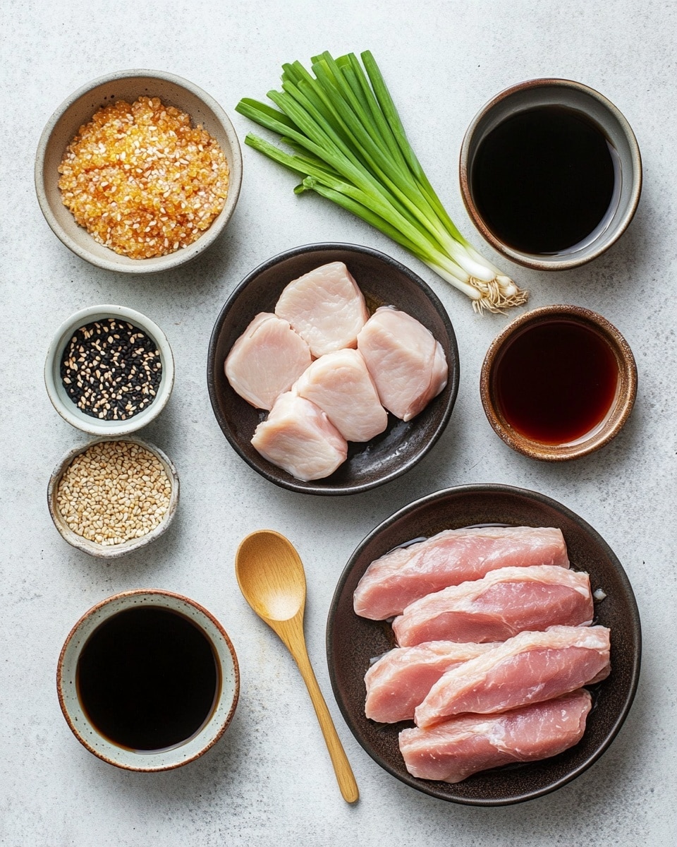 A white bowl filled with several pieces of dark brown, glazed fried meat, mixed with bright green scallion strips and thin red chili slices. The meat pieces have a shiny texture and are sprinkled with small white sesame seeds. The scallions add a fresh, slightly glossy look, and the red chili slices provide a pop of color. The bowl is placed on a white cloth with a grid pattern on top of a round tray, all set against a white marbled surface. Photo taken with an iphone --ar 4:5 --v 7